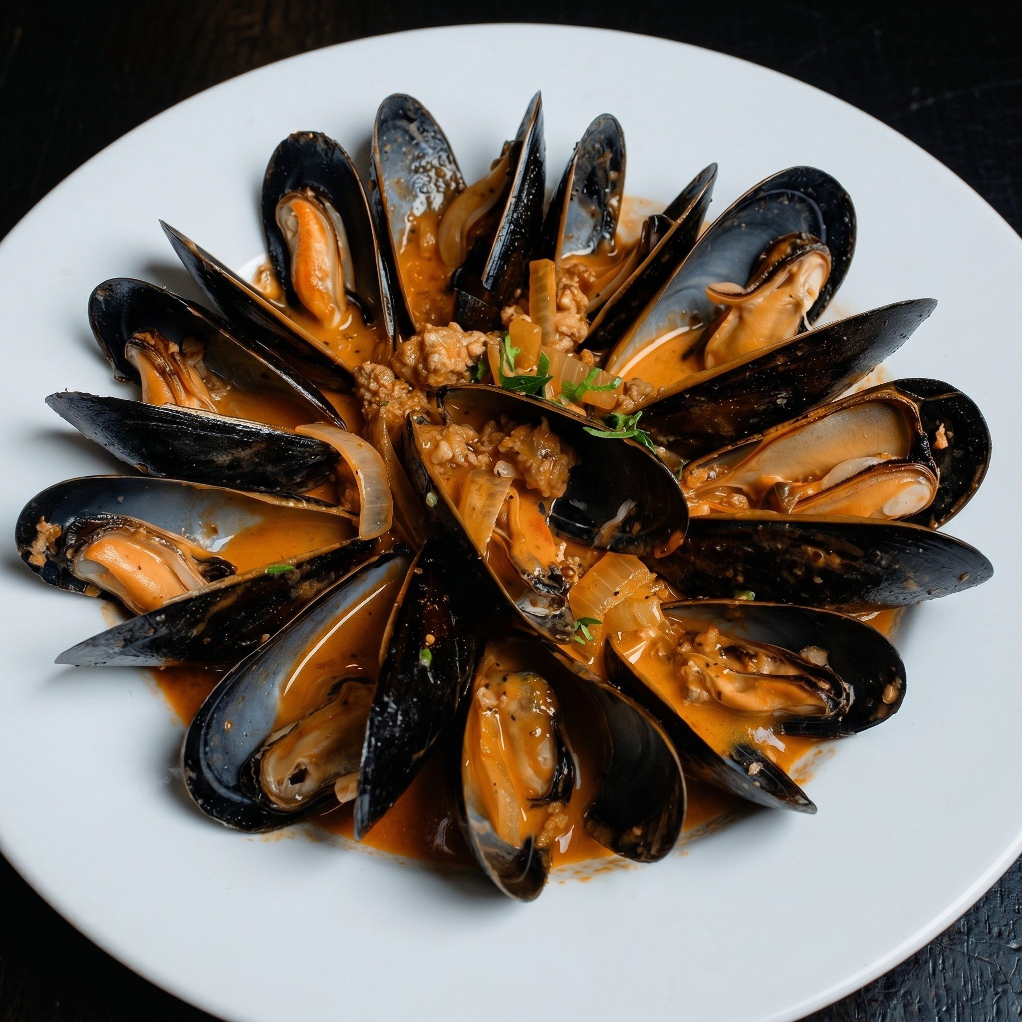 Mussels with Chorizo.