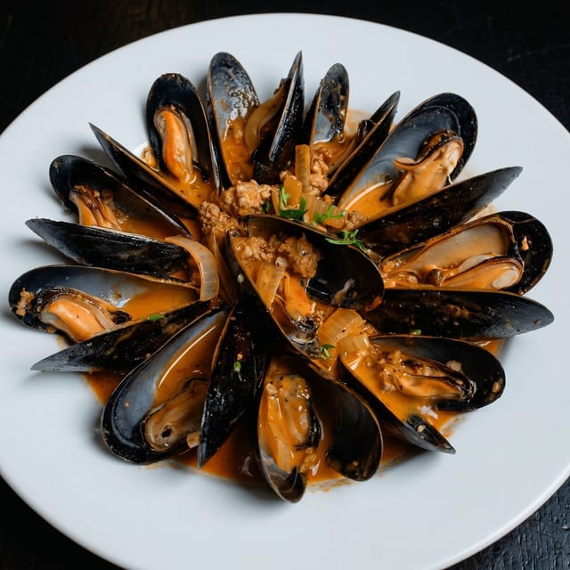 Mussels with Chorizo.